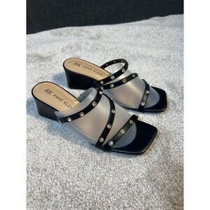 AK Anne Klein Black Bling 2.5in Heel Wedge Flex Size 10 Great Condition